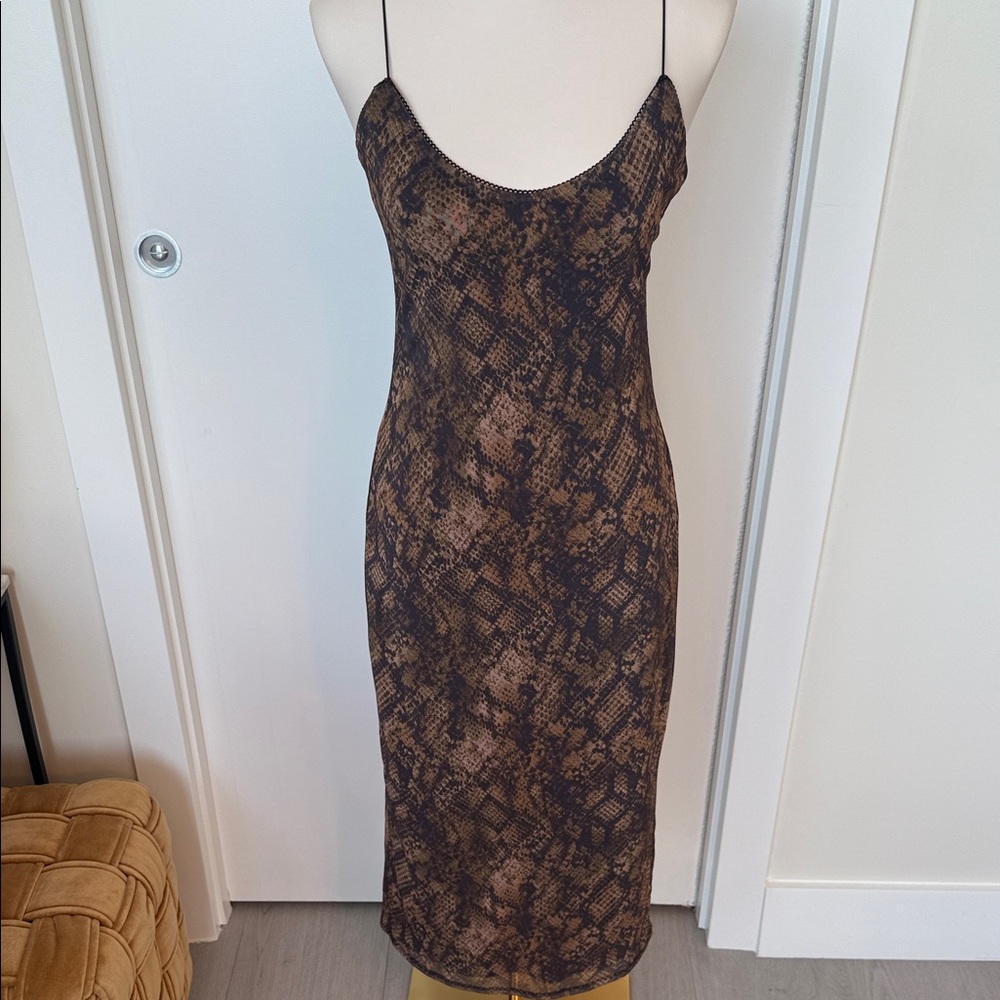 Dynamite Brown and Black Snake Print Dress
